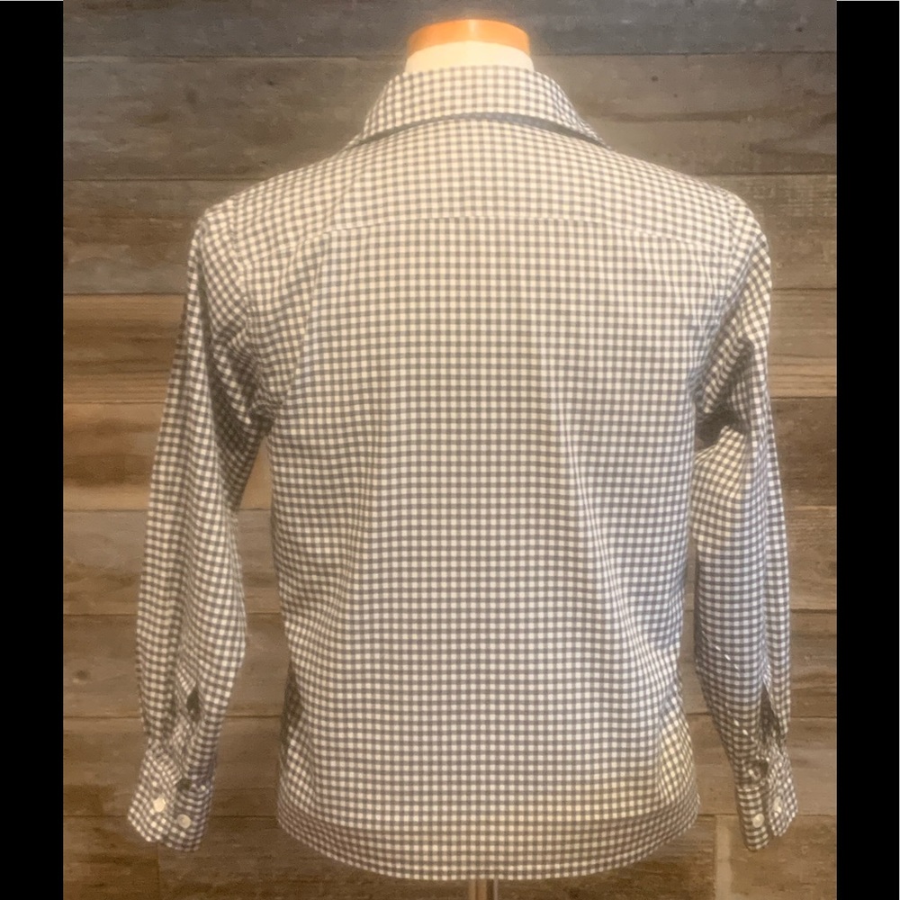 Faonnable Button Down Gingham Check Blouse - image 4